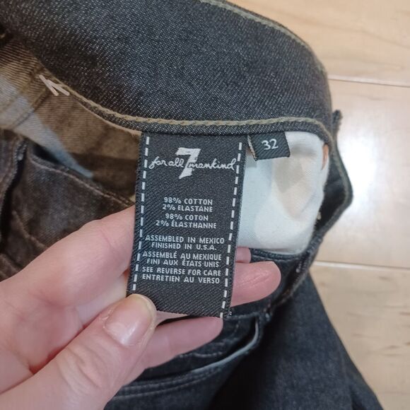 NWT 7 FOR ALL MANKIND Mens Off Black Vintage Button Fly Straight Leg Jeans 32x32 - Picture 11 of 12